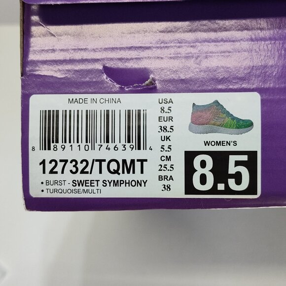 Skechers Burst High-Top Shoes Air-Cooled Memory Foam Womens 8.5 Turquoise Multi - Picture 10 of 12